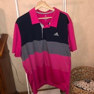 Adidas Golf Polo Shirt Pink/Navy Men’s Large